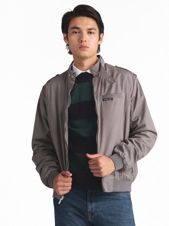Members Only Other - Members Only Gray Classic Racer Jacket Lightweight Zip Epaulette